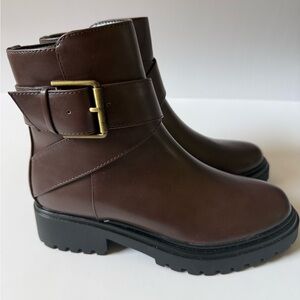 Unisa Brown Ankle Boots with Strap